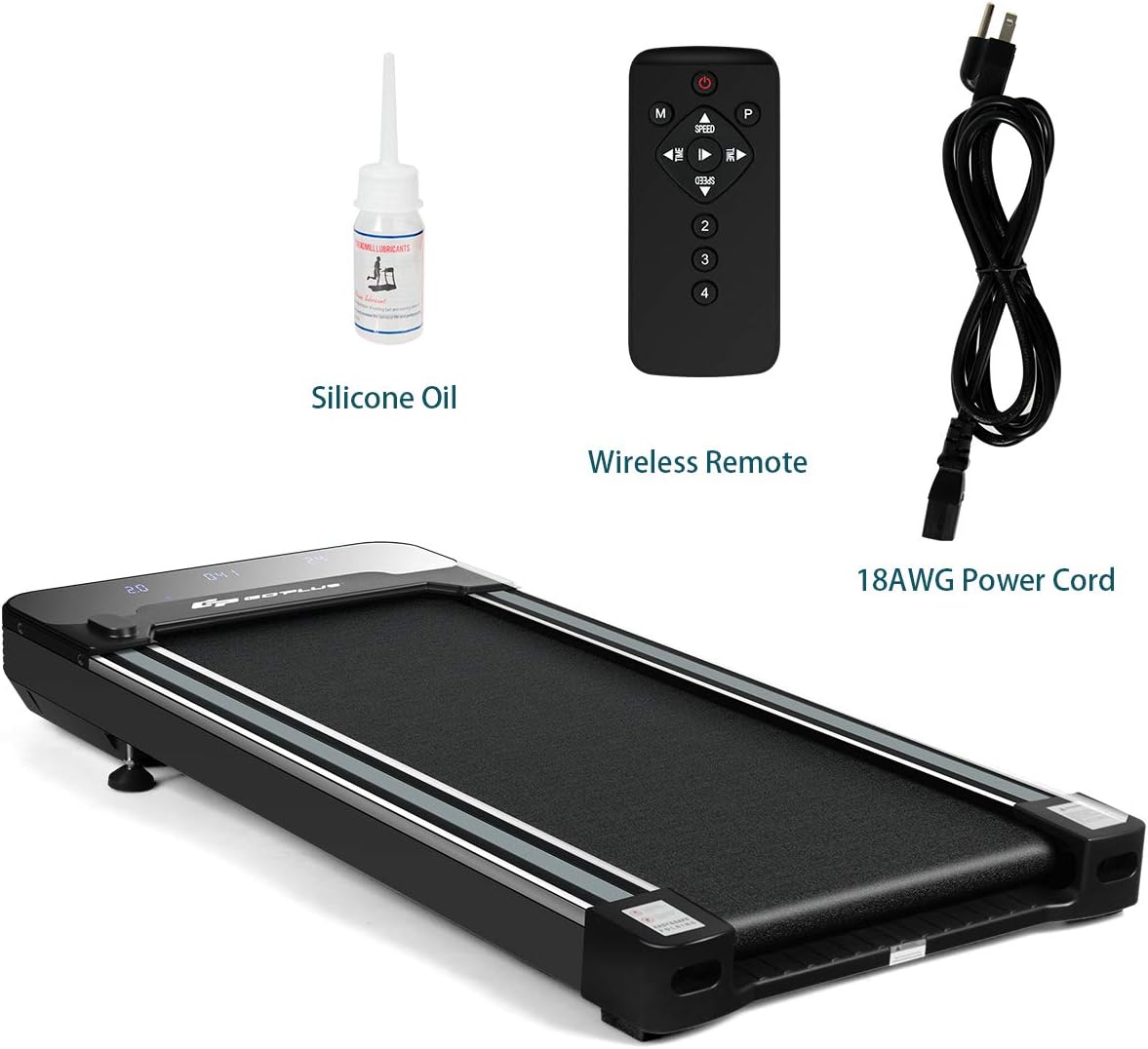 Goplus Under Desk Treadmill, Superfit Electric Treadmill Walking Pad with Touchable LED Display and Wireless Remote Control, Built-in 3 Workout Modes and 12 Programs, Running Jogging for Home Office