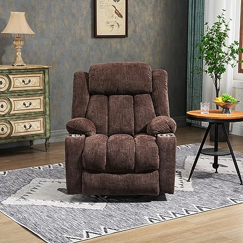 2024 Power Lift Recliner Chair with Full-Body Massage and Heat for Elderly, Hand Remote Control, Upgraded OKIN Motor, Extended Footrest, USB Ports, Stainless Steel Cup Holders, Chenille Grey