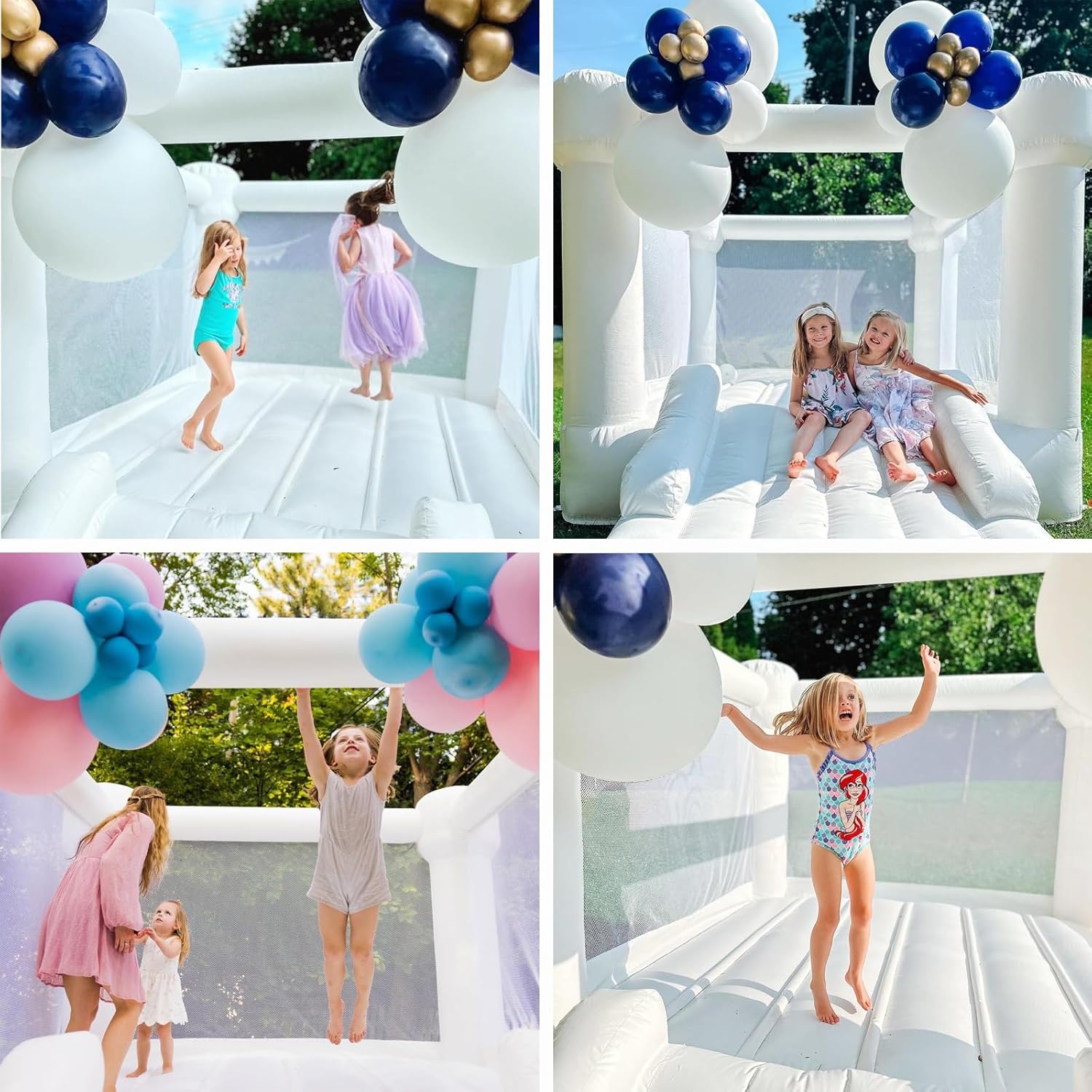 Small White Bounce House with Slide, Mini Indoor Bounce House Castle for Kids Aged 2-6, Outdoor Inflatable Jump House with UL Blower for Family Backyard Toddler Birthday Party