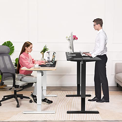 farexon Electric Standing Desk 55 x 24In with Charging Station, Stand up Desk with Oversized Mouse Pad, 2 USB Ports & 3 Power Outlets, 4 Caster, 4 Preset Heights Easy to Set（Brown）