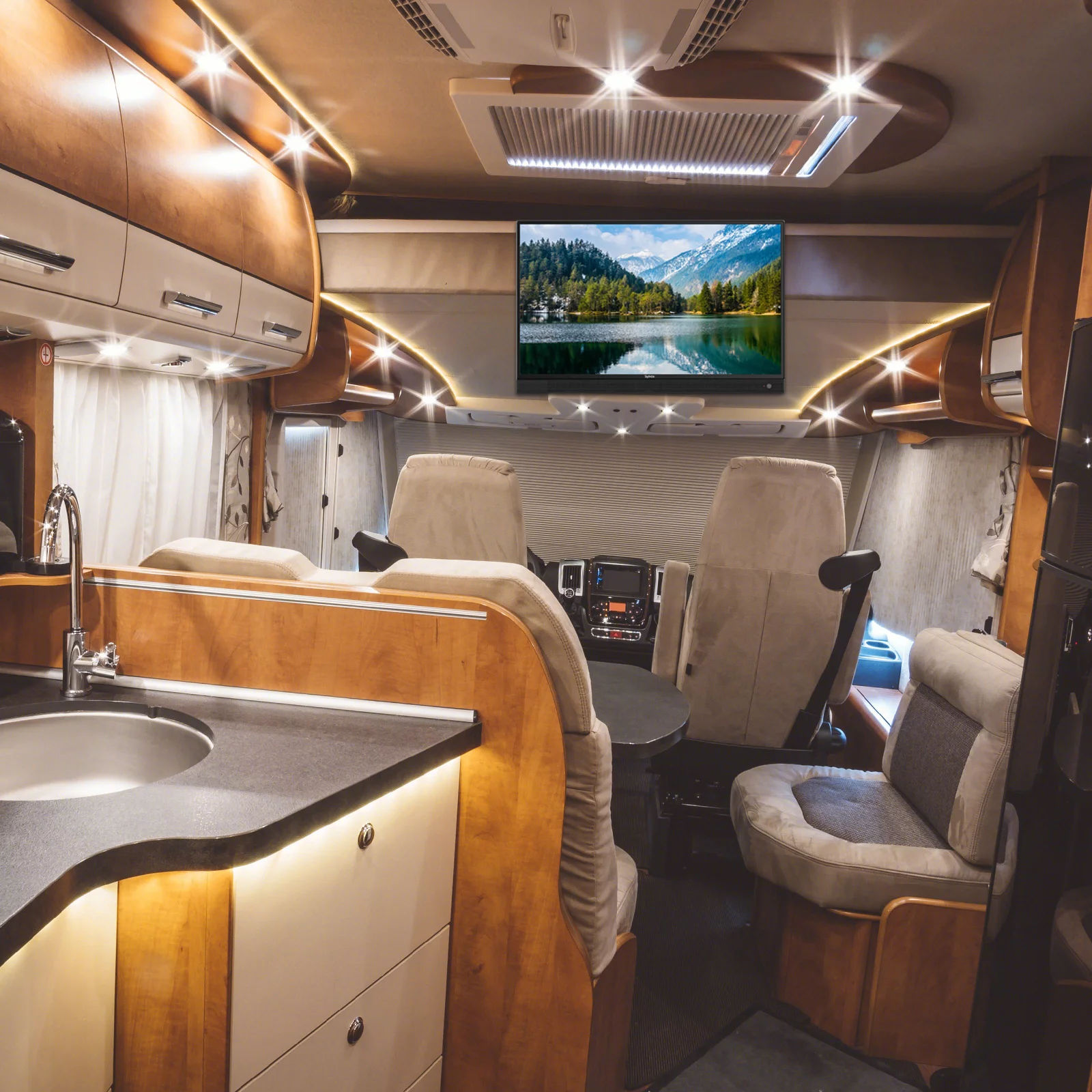 Sylvox 32inch RV TV, 12 Volt DC Powered 1080P FHD TV for RV Camper Integrated ATSC Tuner, Built-in Hifi Speaker FM Radio