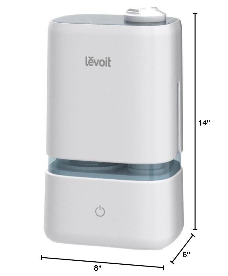 LEVOIT 4L Humidifiers for Bedroom Large Room & Essential Oil Diffuser, Quiet Cool Mist for Home, Baby and Plants, Last up to 40Hours, Dual 360° Rotation Nozzles, Handle Design, Auto Shut Off, Blue