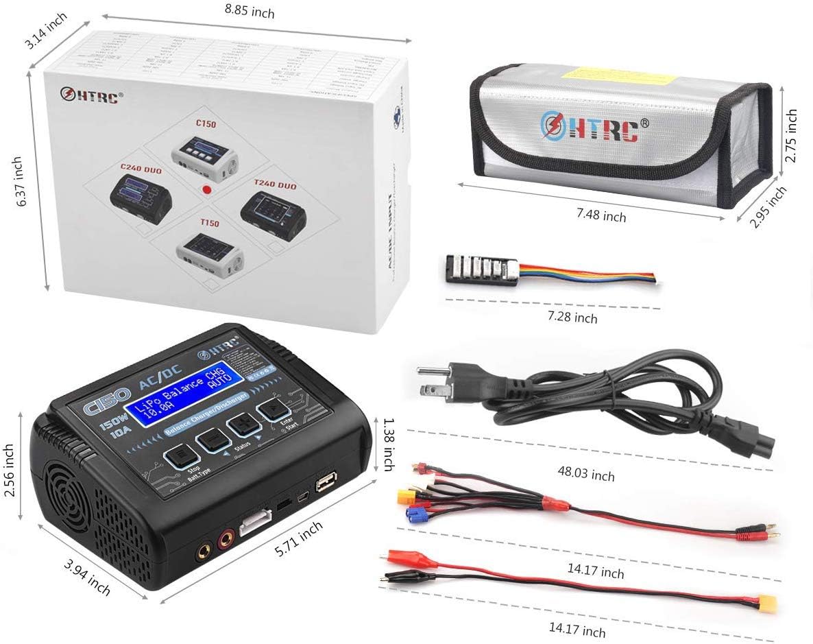 LiPo Charger Lipo Battery Balance Charger RC Charger RC Car Battery Charger Discharger 150W 10A 1-6S AC/DC for Li-ion/Life/NiCd/NiMH/LiHV/PB/Smart Battery(Battery Charger Adapter)