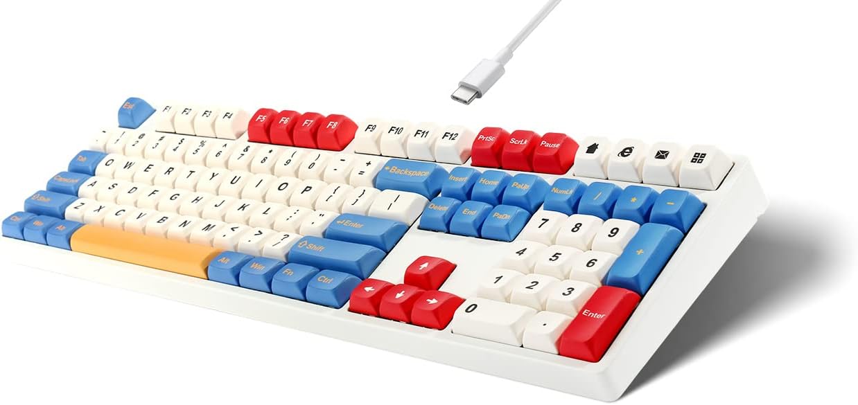 Mechanical Keyboard Gaming Keyboards Wired 108 Keys Blue Red Brown Black Switches Macaron Theme Keycaps Water-Resistant Gaming Keyboard for PC, MAC, PS