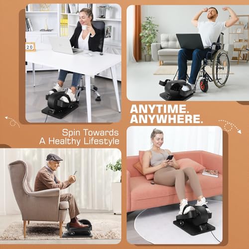 ANCHEER Under Desk Elliptical, Electric Ellipse Leg Exerciser While Sitting for Seniors Adults, Auto/Manual Dual Mode Motorized Foot Pedal Exerciser with Remote Control for Home Office Use