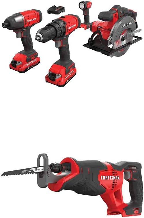 CRAFTSMAN V20* Cordless Drill Combo Kit, 4 Tool (CMCK401D2)