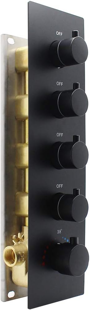 (Use All Options Once) 3-way Shower Brass Thermostatic Valve, HOMEDEC Shower Diverter Flow Control Valve for Shower System (Concealed Vertical installation, Chrome)