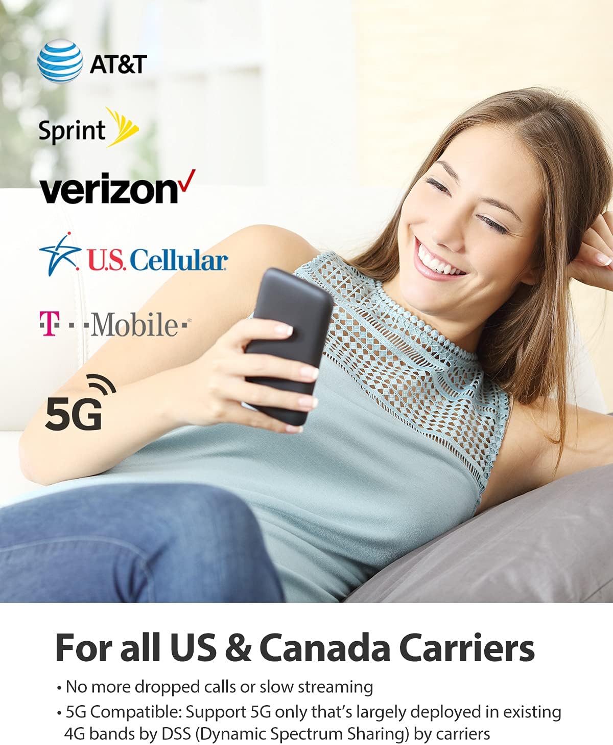 HiBoost Cell Phone Signal Booster to 3,000 sq ft Cell Booster Boosts 4G LTE Cell Phone Booster for All Carriers 5G Compatible in Band 2/4/5/12/13/17/25/66 FCC Approved(4K Plus)