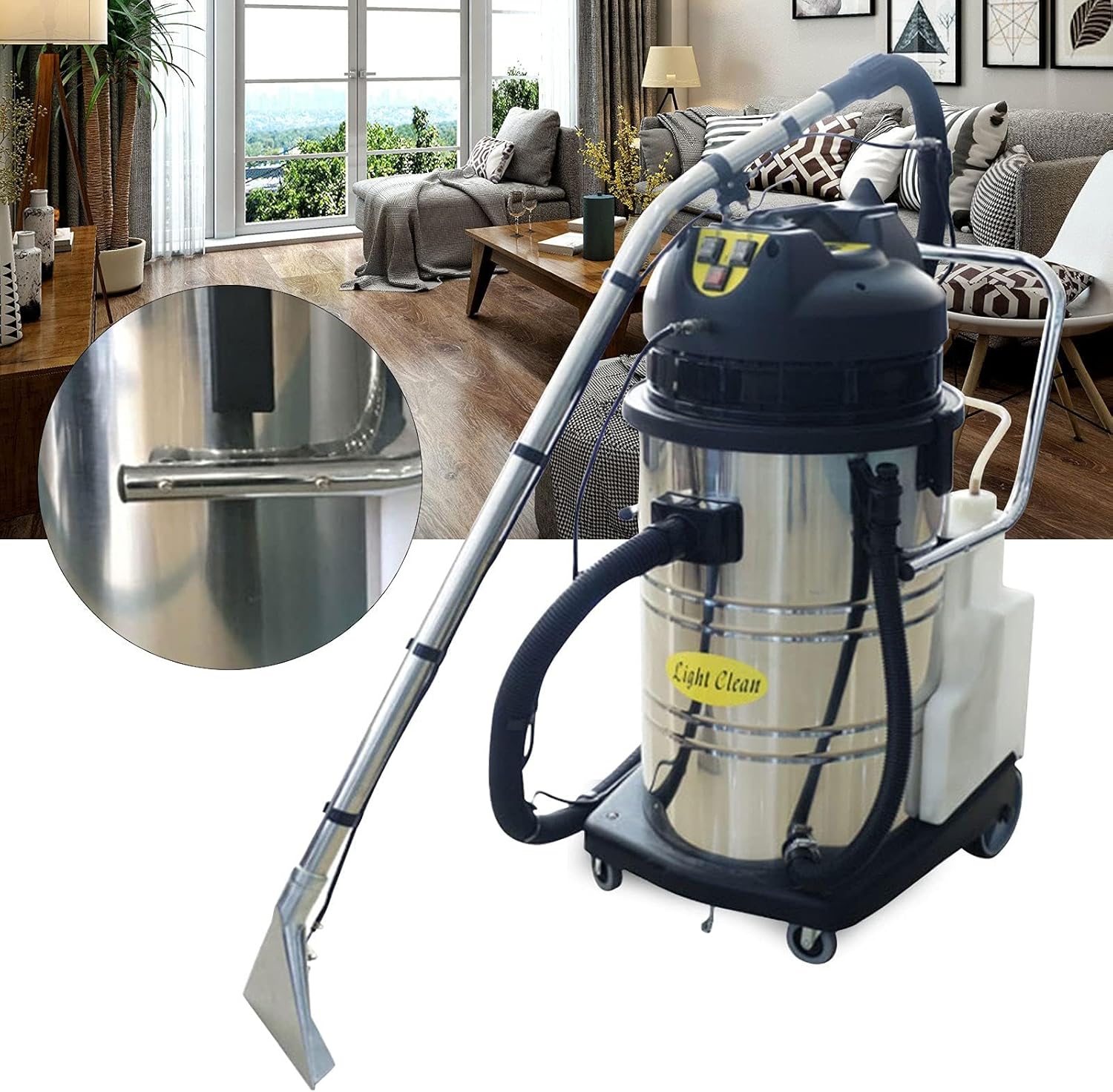 60L/15.85Gal Commercial Carpet Cleaning Machine, 3 in 1 Portable Upholstery Carpet Extractor Commercial Carpet Steamers, Carpet Cleaner Machine Wet Dry Shampoo Vacuum Cleaner for Carpet Sofa Curtain