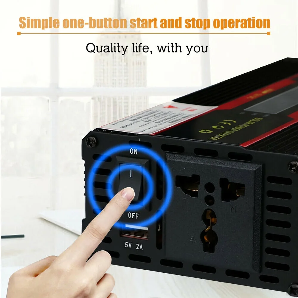 MDHAND 6000W Power Inverter DC 12V to 110V AC 2.4A 1 Smart USB Ports Adapter Car Cigarette Lighter Socket