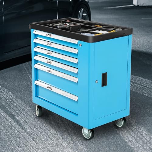 DNA MOTORING 7-Drawer Rolling Tool Cabinet Chest with Keyed Locking System Non-Slip Mat, for Garage Warehouse Workshop, Green, TOOLS-00399