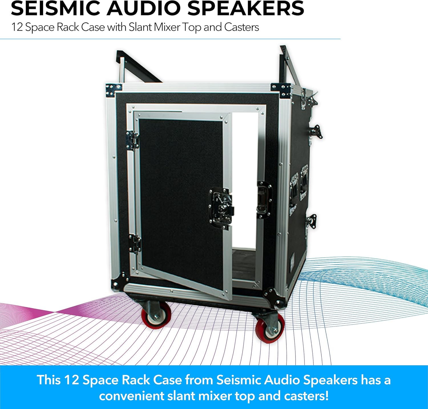 Seismic Audio - SAMRC-12U - 12 Space Rack Case with Slant Mixer Top and Casters - PA/DJ Pro Audio Road Case