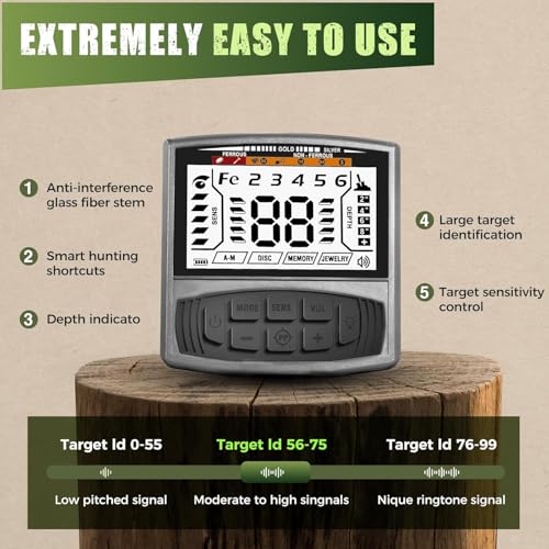 Metal Detector for Adults Professional, Pinpoint Metal Detector Waterproof Gold and Silver, Higher Accuracy, Bigger LCD Display, 12" IP68 Coil, New Advanced DSP Chip
