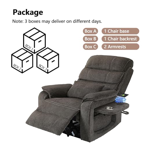 Power Lift Chair Lay Flat Recliner Infinite Position Electric Dual Motor Stand Up Lift Chair with Massage and Heat for Adults,Heavy Duty Recliners with 2 Remote Controls and Two Cup Holders