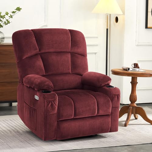 MCombo Large Dual Motor Power Lift Recliner Chair for Elderly, Massage and Heat, Lay Flat, Zero Gravity, Home Button, USB Port, Fabric 7680 (Large, Beige)