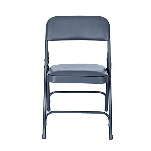 Premium Vinyl Upholstered Triple Brace Double Hinge Folding Chair, Black