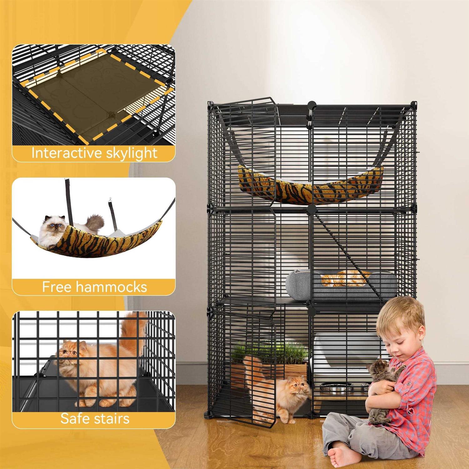 Dextrus Cat Cage Cat Enclosures Cat Kennel with Extra Large Hammock for 1-2 Cats - Pet Supplies online store