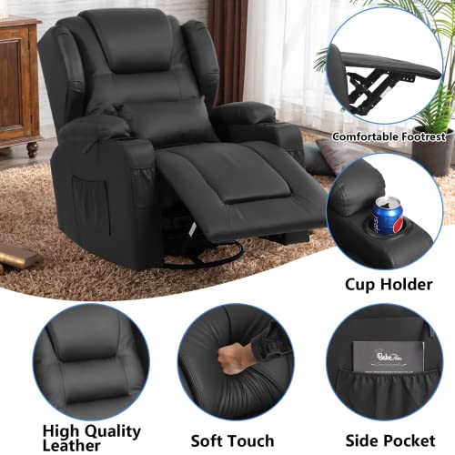 Swivel Rocker Recliner, Nursery Rocking Chairs 360 Degree,Manual Glider Recliner Chairs for Living Room,Upholstered Swivel Single Sofa Seat with Cup Holders, Side Pockets, Pillow