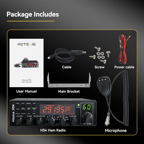 Retevis Ailunce HS4 10 Meter Radio, High Power SSB Ham Radio Base Station, CW/SSB/AM/FM/PA Mode, Noise Reduction, Dual Watch, SWR Protection, Amateur Mobile Radio Transceiver for Emergency Response