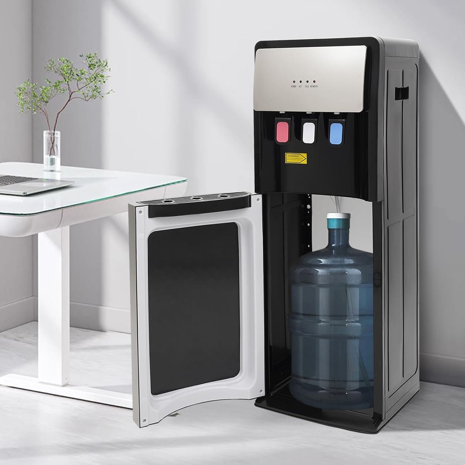Water Cooler Dispenser Bottom Loading Water Dispenser Hot and Cold Standing Water Cooler Holds 2 & 5 Gallon Bottles 3 Temperature Spouts for Home Office