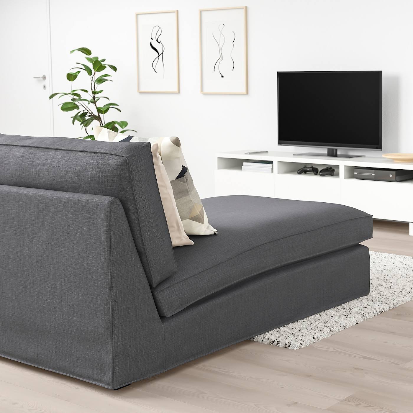 IKEA - Kivik Chaise, Skiftebo Dark Gray, Width: 35 3/8