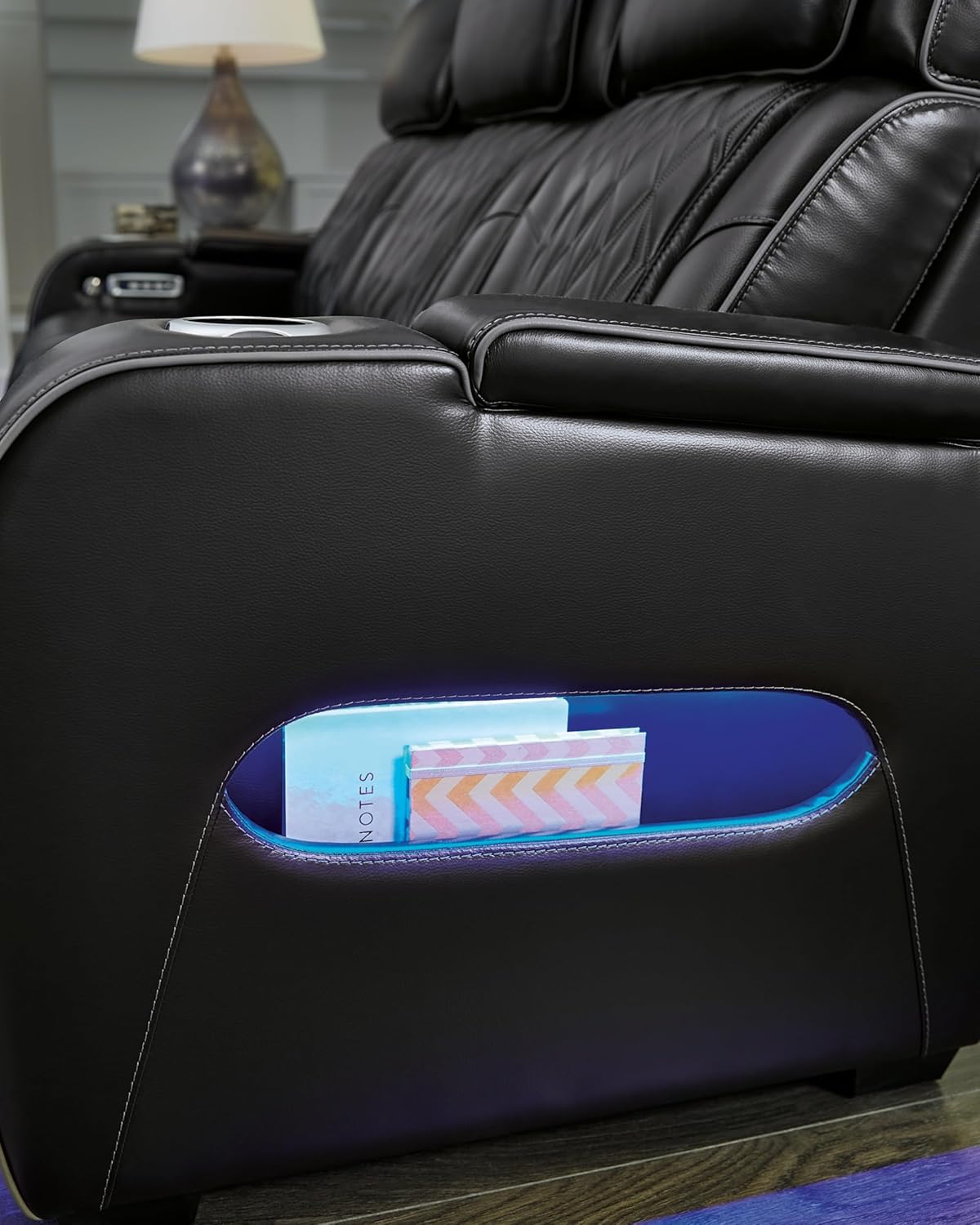 Signature Design by Ashley Boyington Power Reclining Loveseat with Console Love Seats, 75" W x 42" D x 44" H, Black