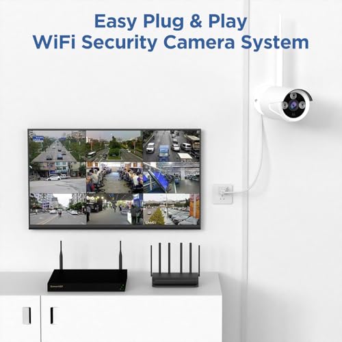 Wireless Security Camera System, 10CH 5MP NVR with 4 3MP Cameras, 1TB HDD, Night Vision, Motion Detection, Indoor/Outdoor Video Surveillance, Free App (3MP-1TB Hard Drive)