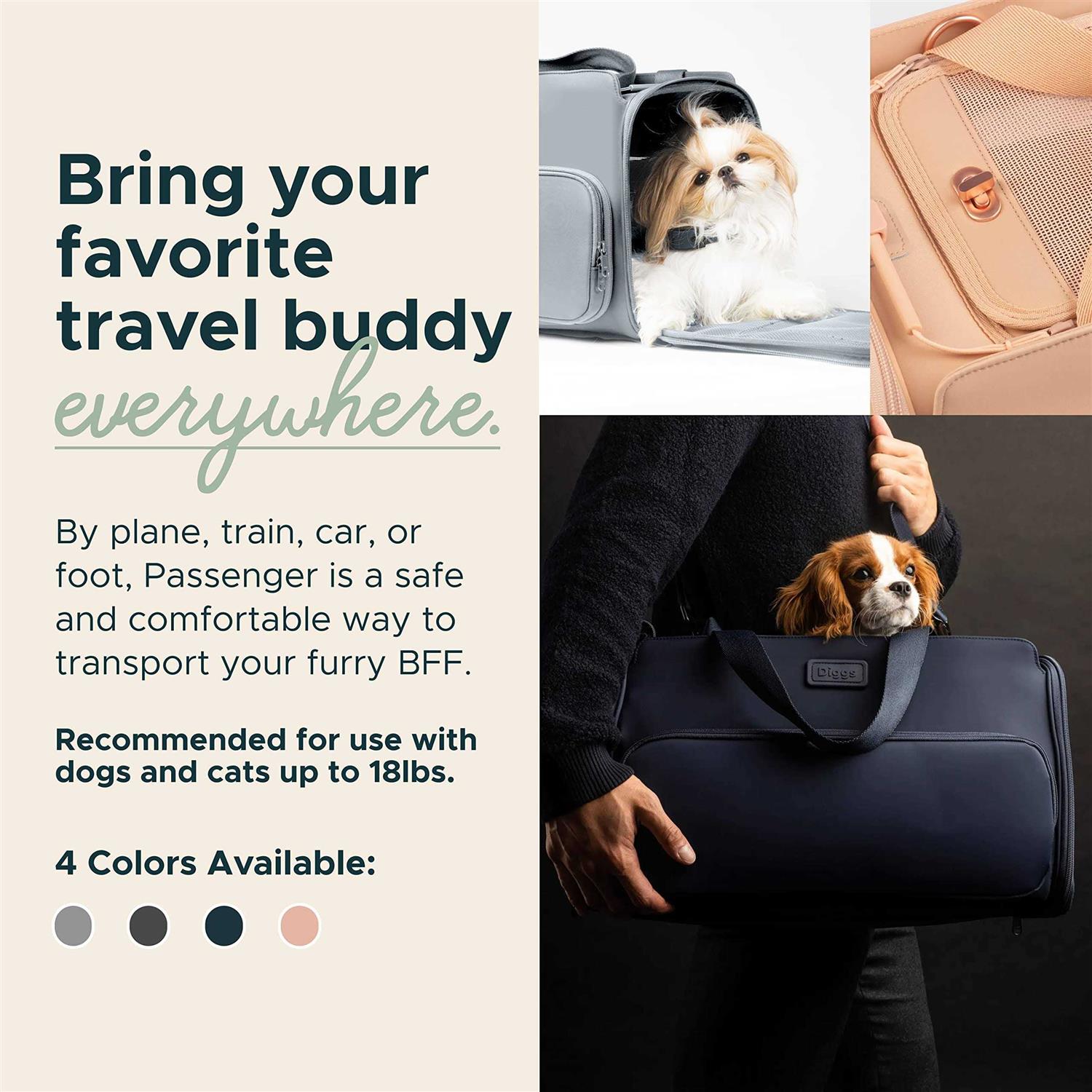 Diggs Travel Pet Carrier for Small Dogs and Cats, Plane, Train, or Car - Pet Supplies online store