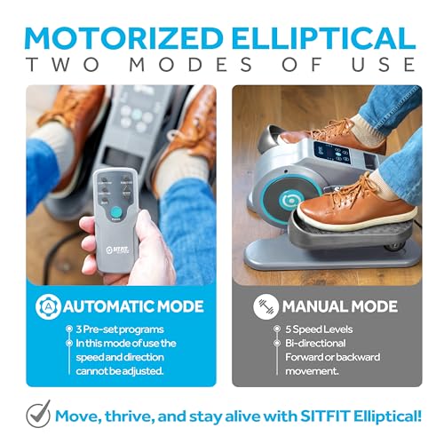 SITFIT, Sit Down and Cycle! Powered Foot Pedal Exerciser for Seniors, Under Desk Elliptical Exercise Bike, Leg Exerciser While Sitting. Peddler Exerciser Mini Bike, Portable Rehabilitation Equipment.