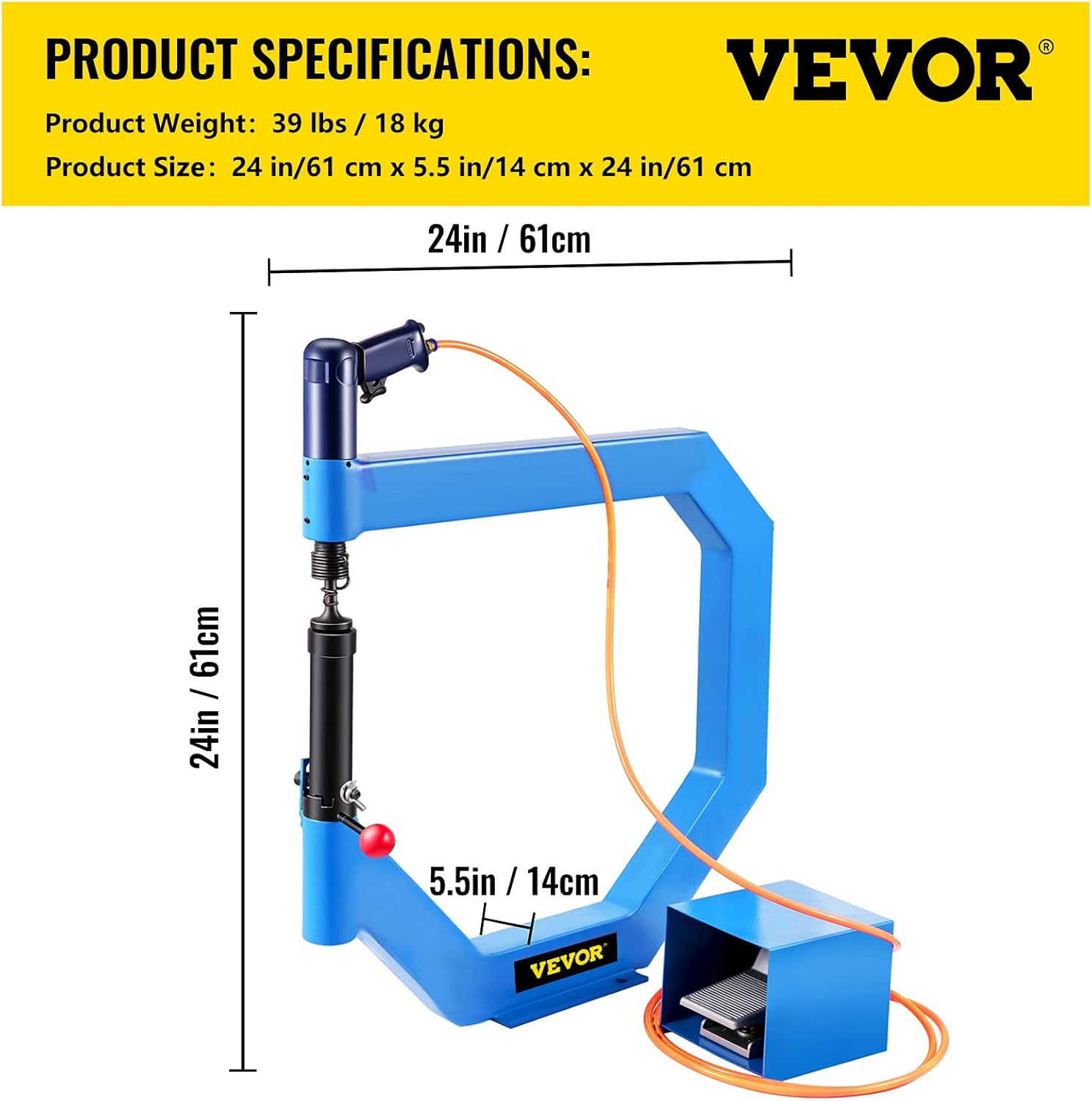 VEVOR Pneumatic Planishing Hammer, 19.63" Throat Power Hammer Blacksmithing, Planishing Hammer Auto 1/2/3" Radius Anvil, Planishing Air Hammer, English Wheel w/Foot Pedal for Industrial Metal Shaping