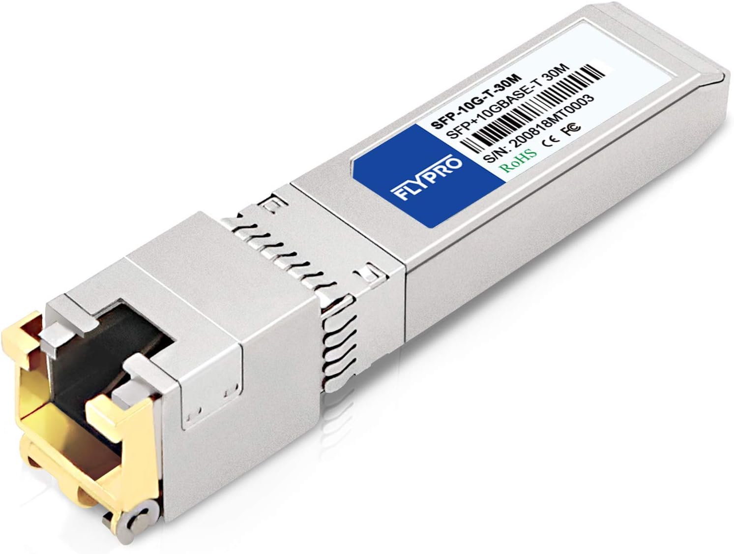 FLYPROFiber 10GBase-T SFP+ Transceiver, 10G SFP+ to RJ45 Ethernet Copper Module for MikroTik S+RJ10, CAT6A/CAT7, 100FT(30M)