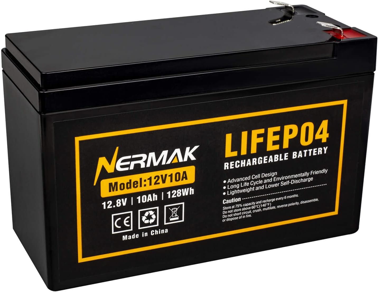 Nermak 2 Pack 12V 12Ah LiFePO4 Deep Cycle Battery, 2000+ Cycles Lithium Iron Phosphate Rechargeable Battery for Solar Power, Lighting, Power Wheels, Fish Finder, Scooters and More, Built-in 12A BMS