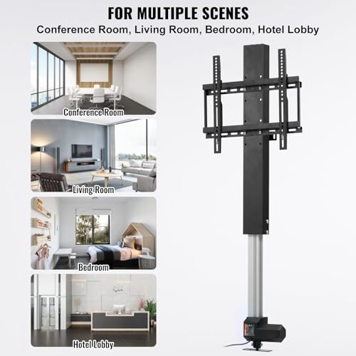 VEVOR Motorized TV Lift Stand, Fits 26""-57"" TVs | Adjustable Height (38"" to 66"") | Remote Control, Space-Saving TV Mount