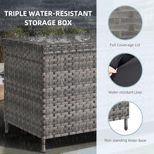 YITAHOME 230 Gal Outdoor Storage Box, XXL All-Weather Wicker Deck Box for Patio Furniture, Cushions, Pool Accessories and Garden Tools - Black