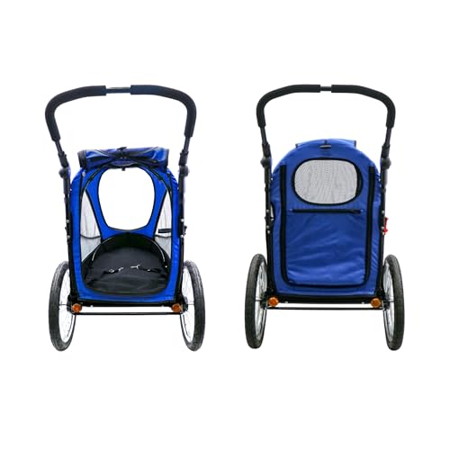 Petique Trailblazer Pet Jogger/Stroller, Bike Trailer, Shock Absorbing Bike Wheels, Large Entry Way, Peek-a-boo Window, Small/Medium/Large Dogs, Cats and Pets, Supports up to 77LBS - Mars (Red)