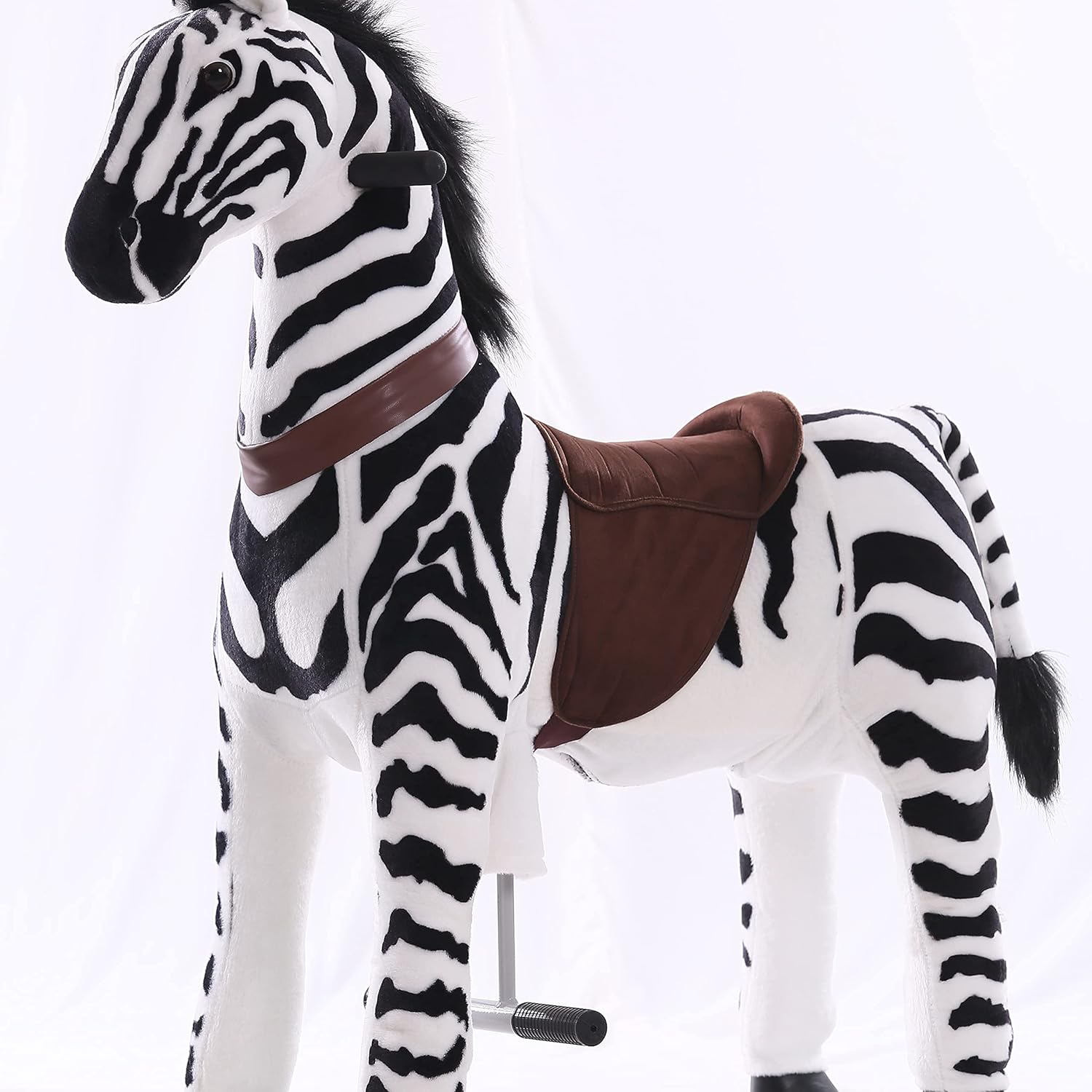 Gidygo Kids Ride on Zebra Riding Horse Toy Pony Rider Mechanical Walking Action Plush Animal Riding Toy for Children for 5-12 Years Old