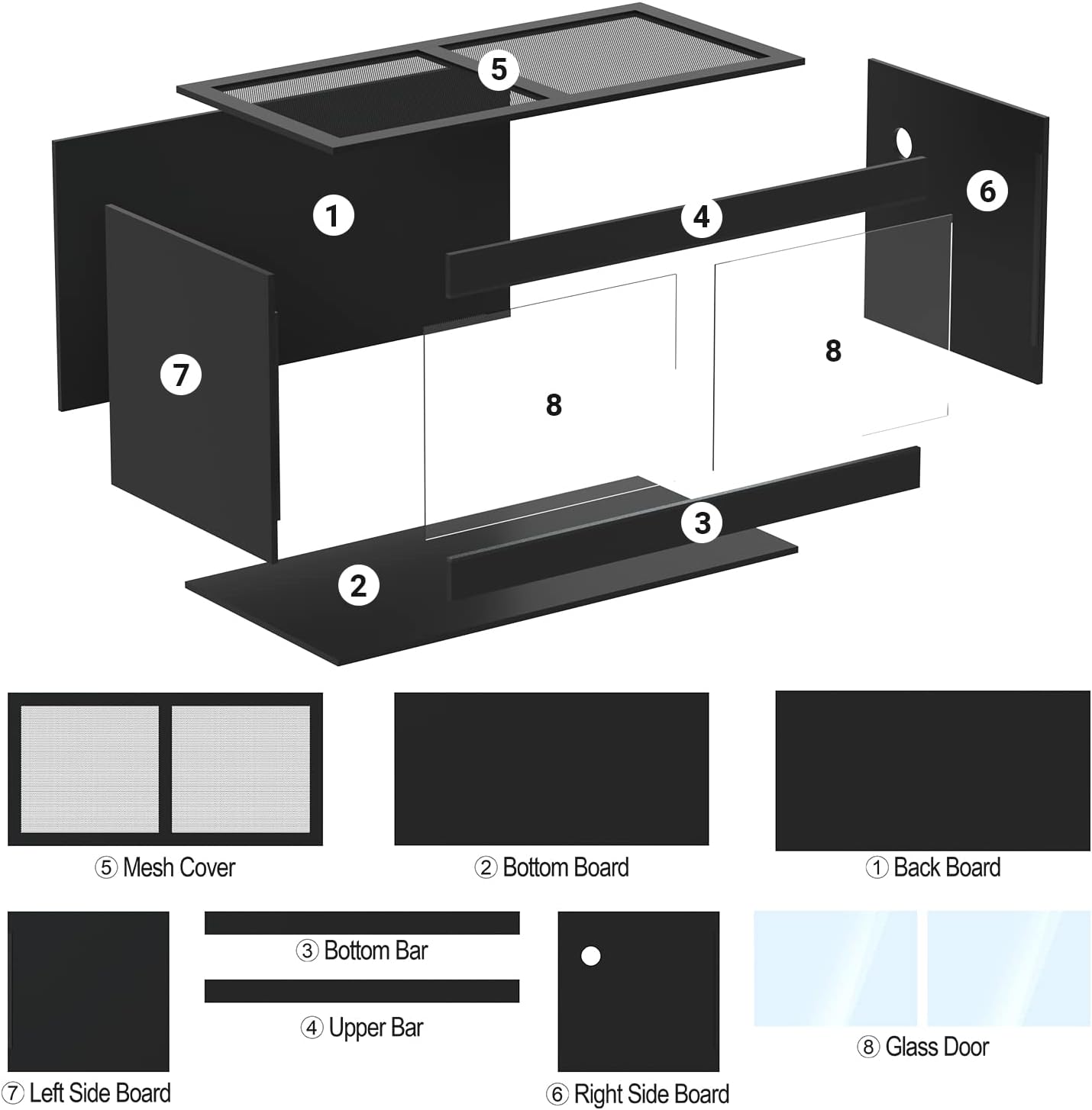 OIIBO 120 Gallon Reptile Original Wood Enclosure 48"x24"x24", Large & Wide Reptile Terrarium with Double Hinge Sliding Doors and Top Screen Ventilation Black Reptiles Habitat Lounge