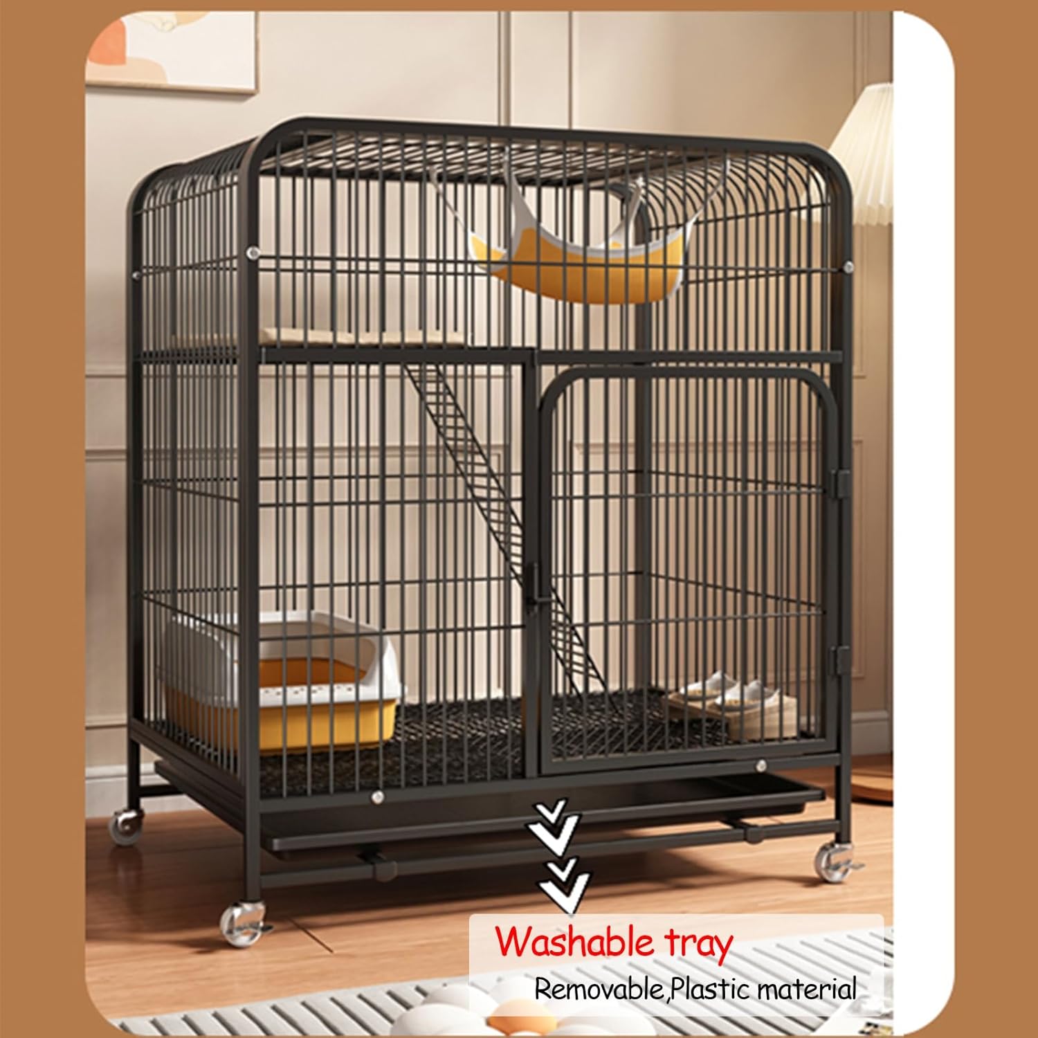 Cat Cage, Cat Enclosure with Cat Litter Box, Large 2/3 Tier Cat Playpen Cat Kennels, Exercise Place Ideal for 1-2 Cat