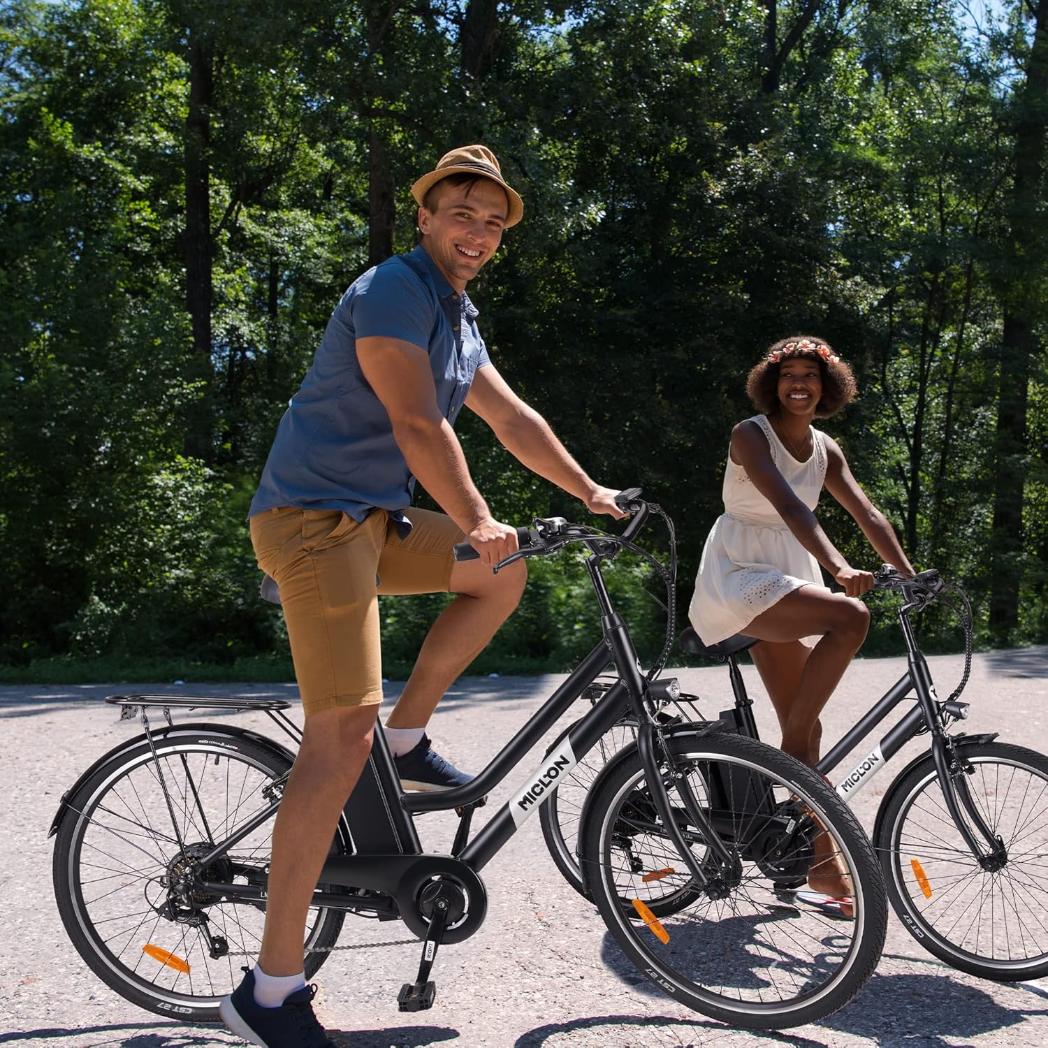 MICLON LNE 26 Electric Bike for Adults, Removable 36V 10AH Battery, Up to 40 Miles, 250W Brushless Motor, Adjustable Handlebars, Rear Rack, LED Lights, Shimano 7 Speed, 26&rdquo; City EBike