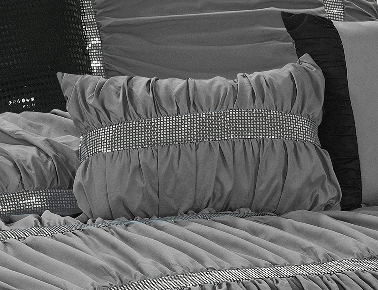 HIG Classic and original 250 Thread Count 7 Piece Comforter Sets Queen with Comforter and Standard shams and Bed Skirt and Square Pillow and Fashin Pillow