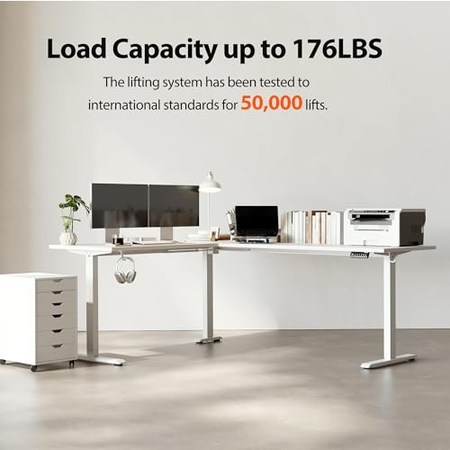 Agilestic L Shaped Electric Standing Desk with 2 Drawers, 63 Inch Ergonomic Adjustable Height Desk with Storage, Corner Desk Sit Stand up Computer Table for Work Office Home, Rustic Brown