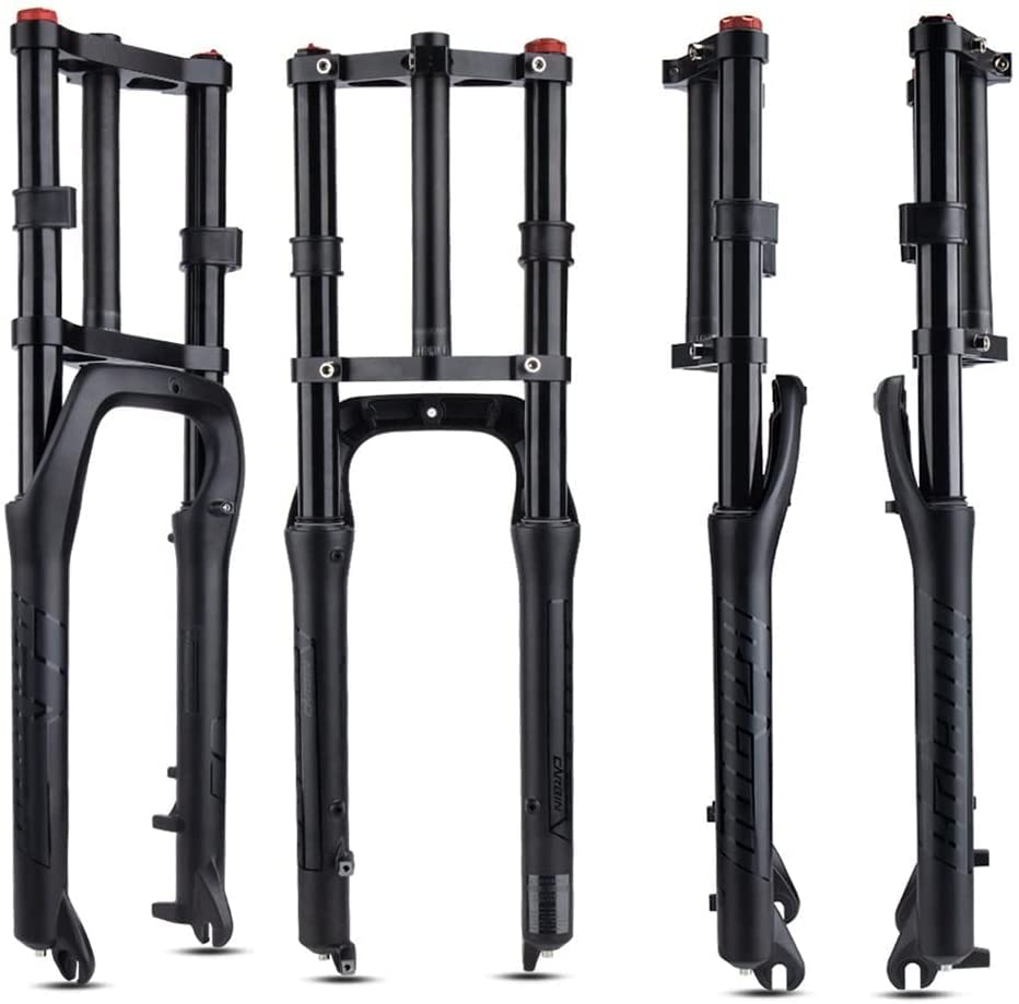 ZECHAO Snow Bike Fat Fork 1-1/8" Mountain Air Suspension Fork Double Shoulder 160mm Travel QR E-Bike Front Fork 26x4.0 Disc Brake Beach