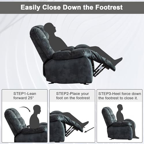 Manual Recliner Chair, Soft Fabric Reclining Chairs with Padded Backrest and Armrests, Classic Heavy Duty Single Sofa Recliner for Living Room