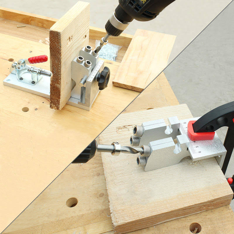 Banggood Woodworking Pocket Hole Jig System Guide Carpenter Kit with Clamp and Hole Drill Bits