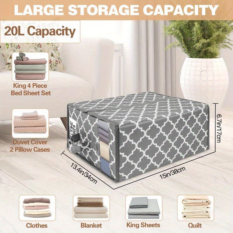 BedSheet Organizers &amp; Storage Foldable Organizing Box, Household High-Capacity Clothes Blanket Organizer Bag, For Organizing Bedrooms Wardrobes Clothes Baskets Under-Bed Storage Container