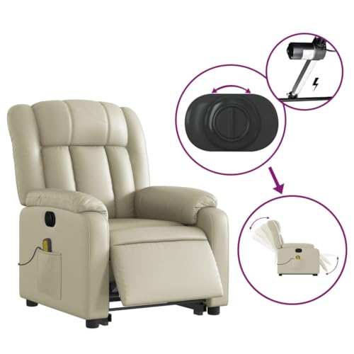 vidaXL Gray Faux Leather Electric Massage Recliner Chair with Power Lift and Reclining Functions for Living Room Comfort