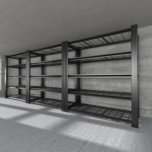 5-Tier Heavy Duty Garage Shelving Unit with Wire Shelves,3000 LBS Capacity Metal Storage Rack 76"H x 60"W x 24"D,Adjustable Boltless Steel Shelves for Garage,Basement,Pantry,Warehouse.1 Pack