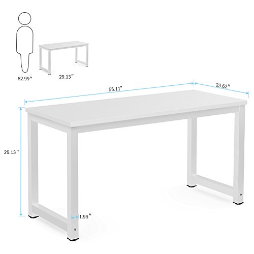 Tribesigns Modern Computer Desk, 63 x 31.5 inch Large Executive Office Desk Computer Table Study Writing Desk Workstation for Home Office, Spliced Desktop, White