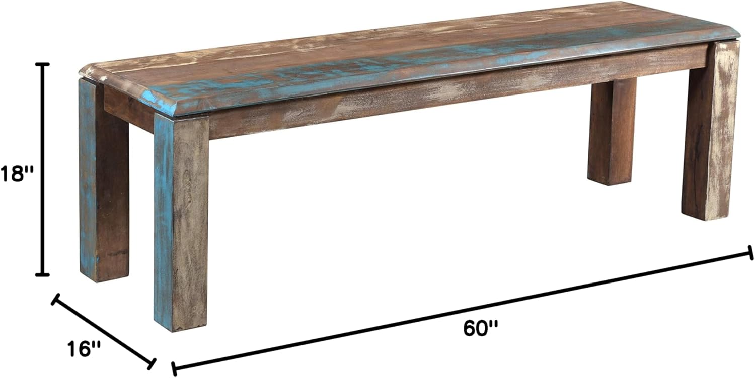 Timbergirl Sheesham Wood Live Edge 50" Bench, 60", Brown