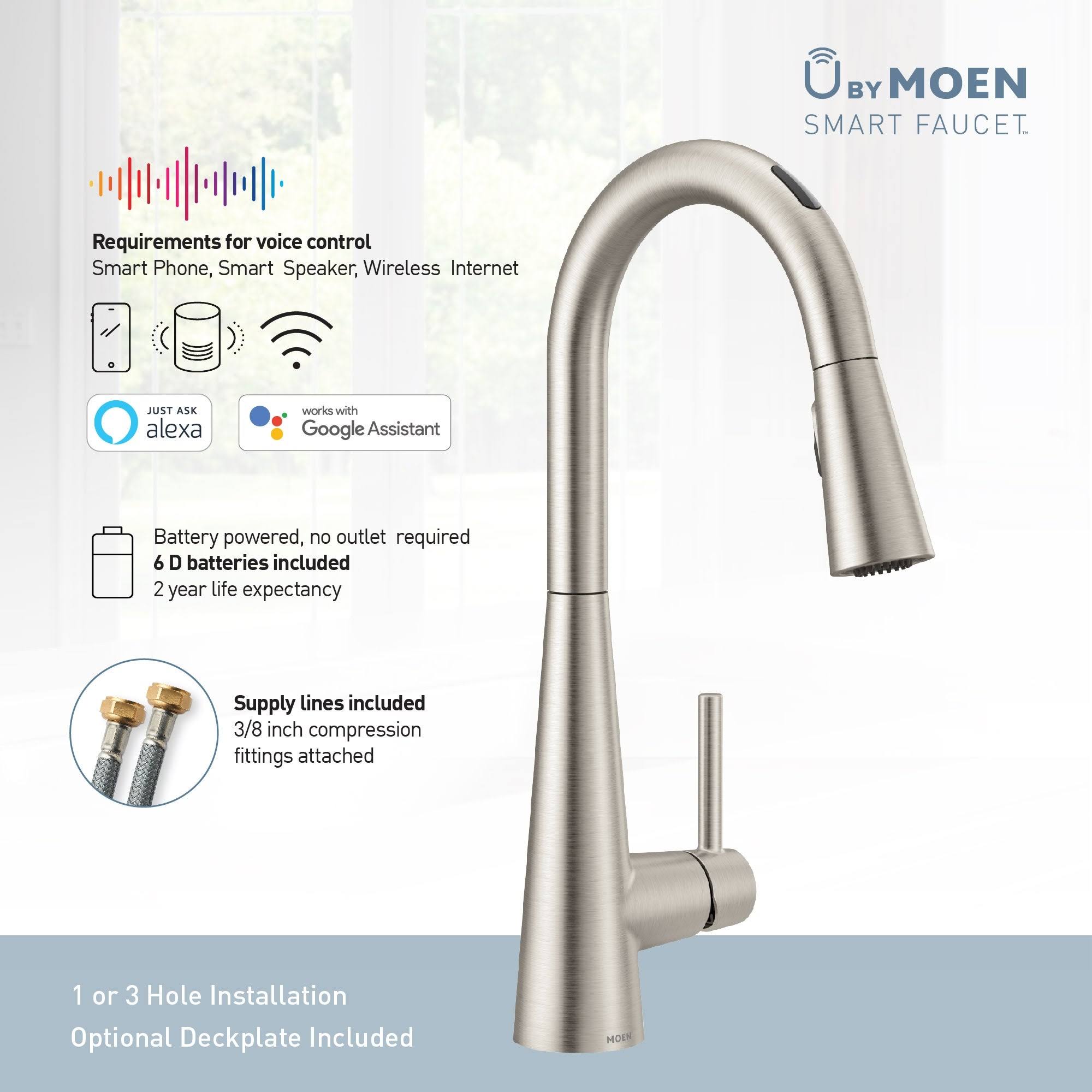 Moen 7864EVC Sleek One-Handle Voice Activated Pulldown Kitchen Faucet - Chrome
